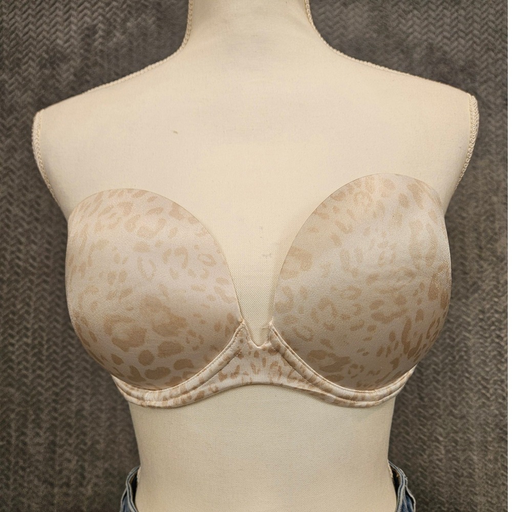 Victorias Secret Very Sexy Multi-Way Strapless Bra 36C Tan Leopard Print